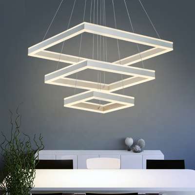 Modern decorative home square shape big led acrylic chandelier lights with Double face light